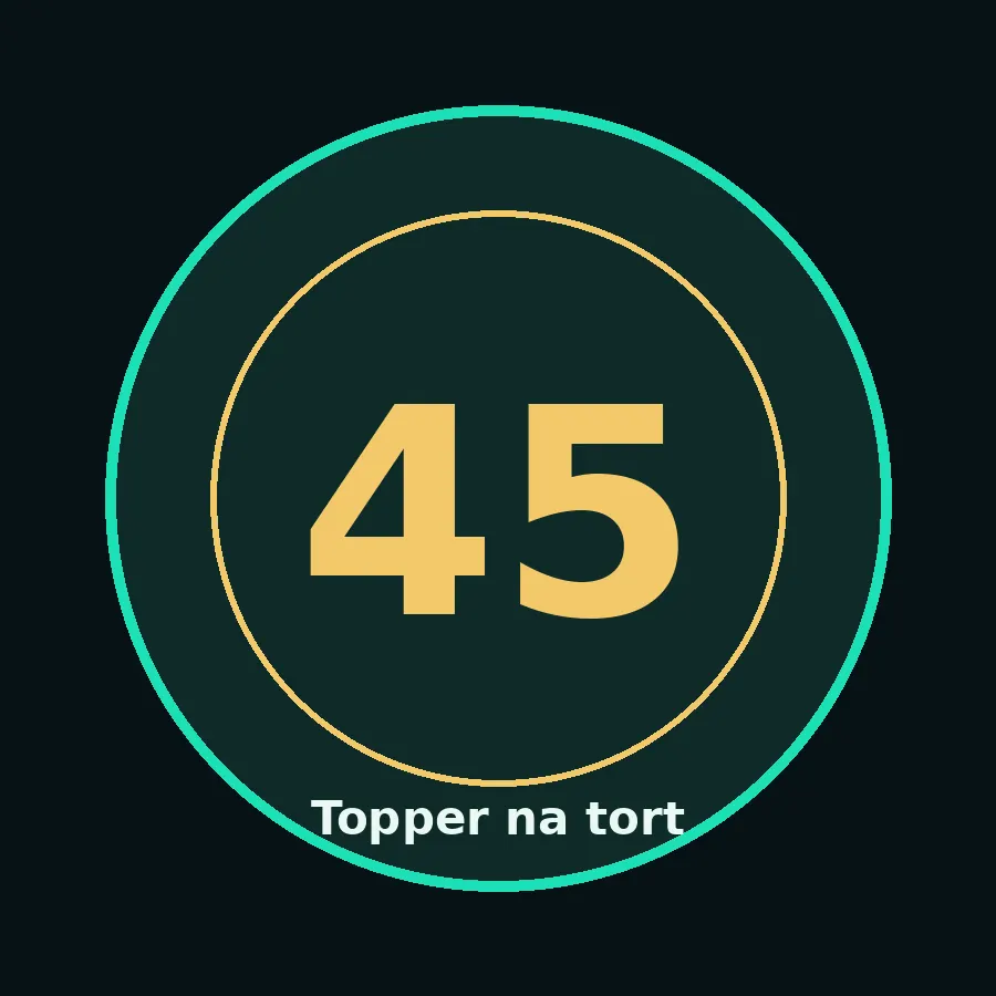 Topper na tort drewniany liczba 45 urodziny jubileusz