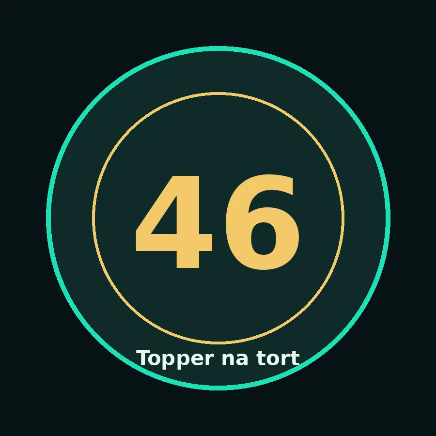 Topper na tort drewniany liczba 46 urodziny jubileusz