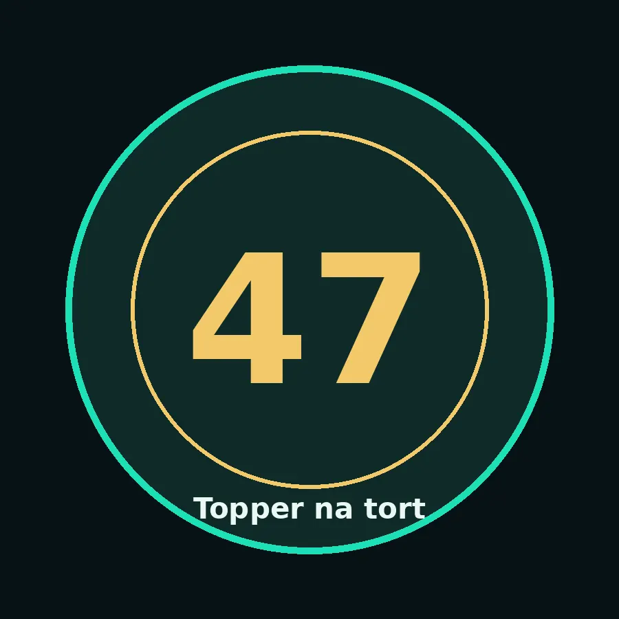 Topper na tort drewniany liczba 47 urodziny jubileusz