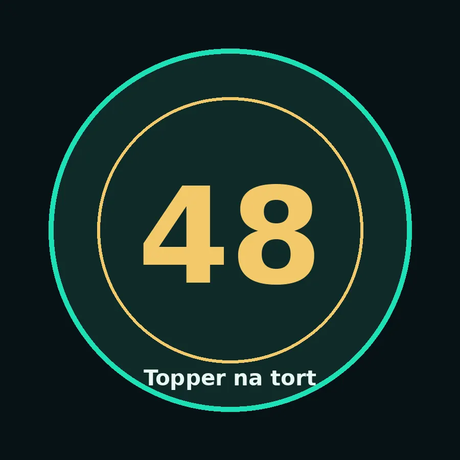 Topper na tort drewniany liczba 48 urodziny jubileusz
