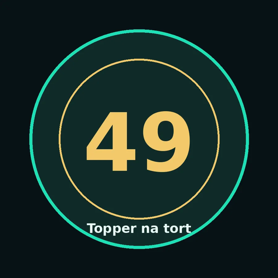 Topper na tort drewniany liczba 49 urodziny jubileusz