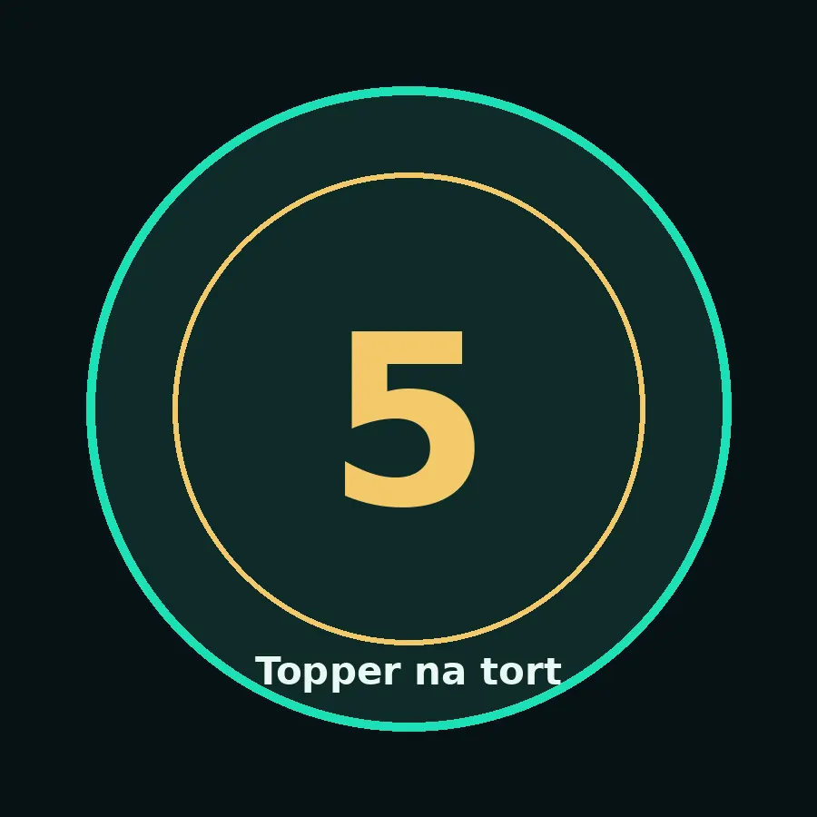 Topper na tort drewniany liczba 5 urodziny jubileusz