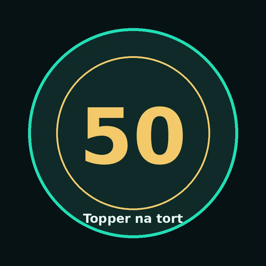 Topper na tort drewniany liczba 50 urodziny jubileusz