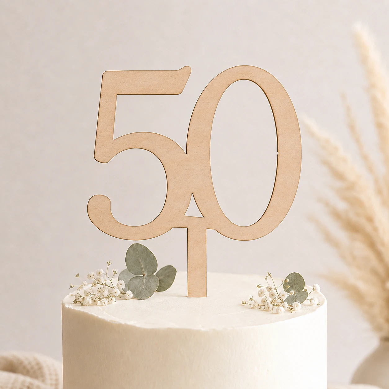 Topper na tort drewniany liczba 50 urodziny jubileusz