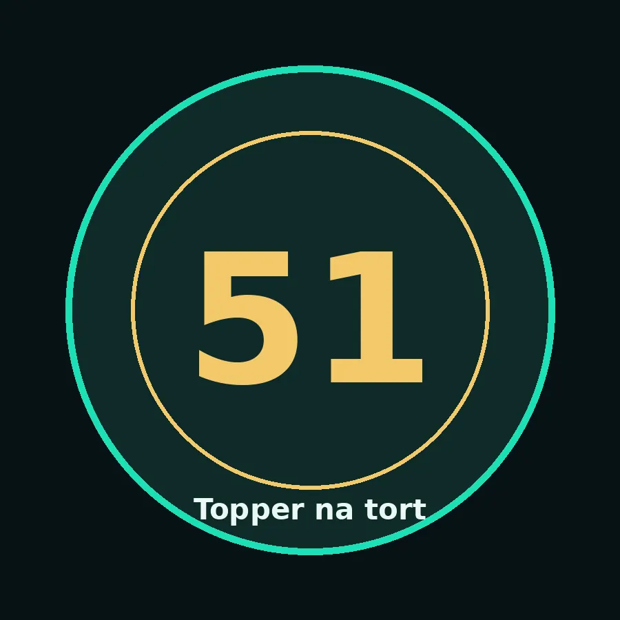 Topper na tort drewniany liczba 51 urodziny jubileusz