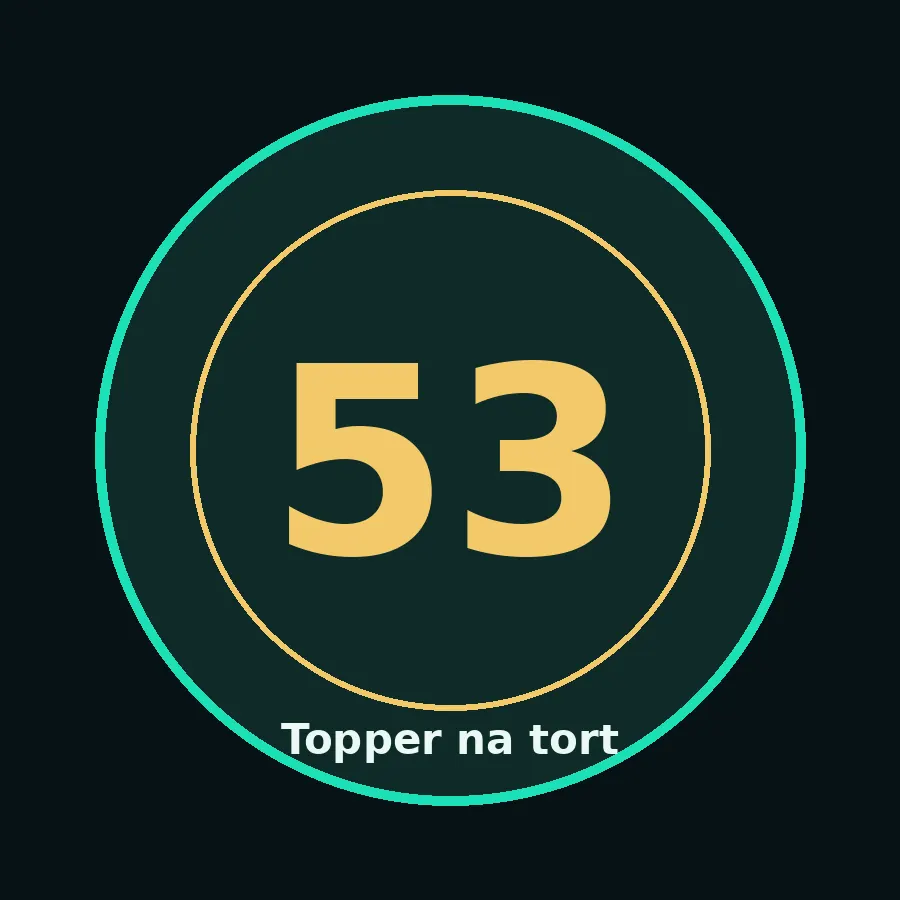 Topper na tort drewniany liczba 53 urodziny jubileusz