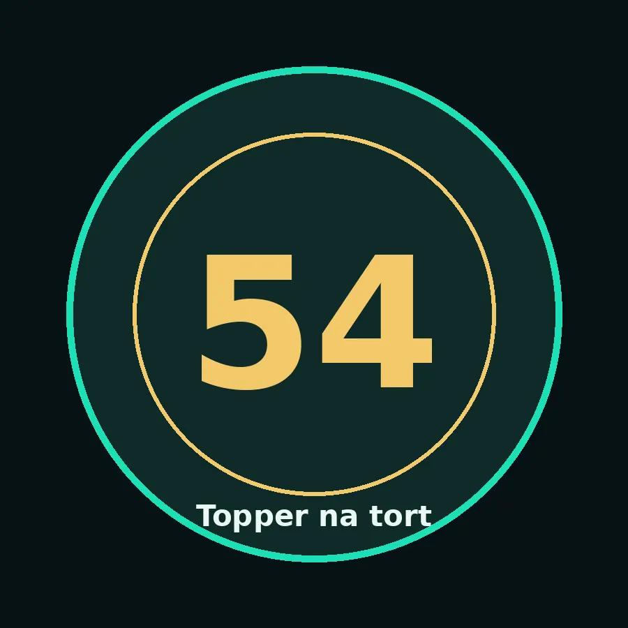 Topper na tort drewniany liczba 54 urodziny jubileusz