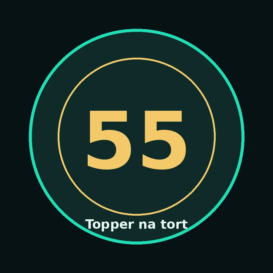 Topper na tort drewniany liczba 55 urodziny jubileusz