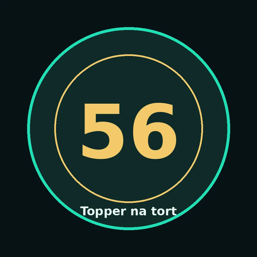 Topper na tort drewniany liczba 56 urodziny jubileusz