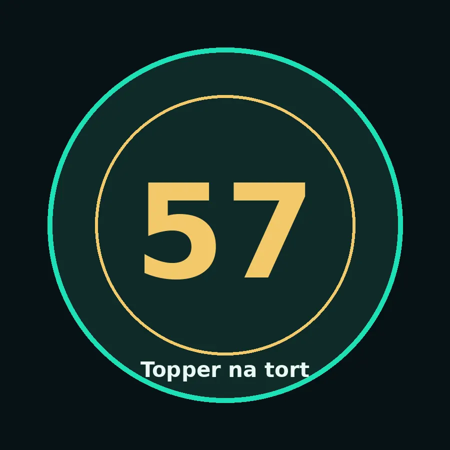 Topper na tort drewniany liczba 57 urodziny jubileusz