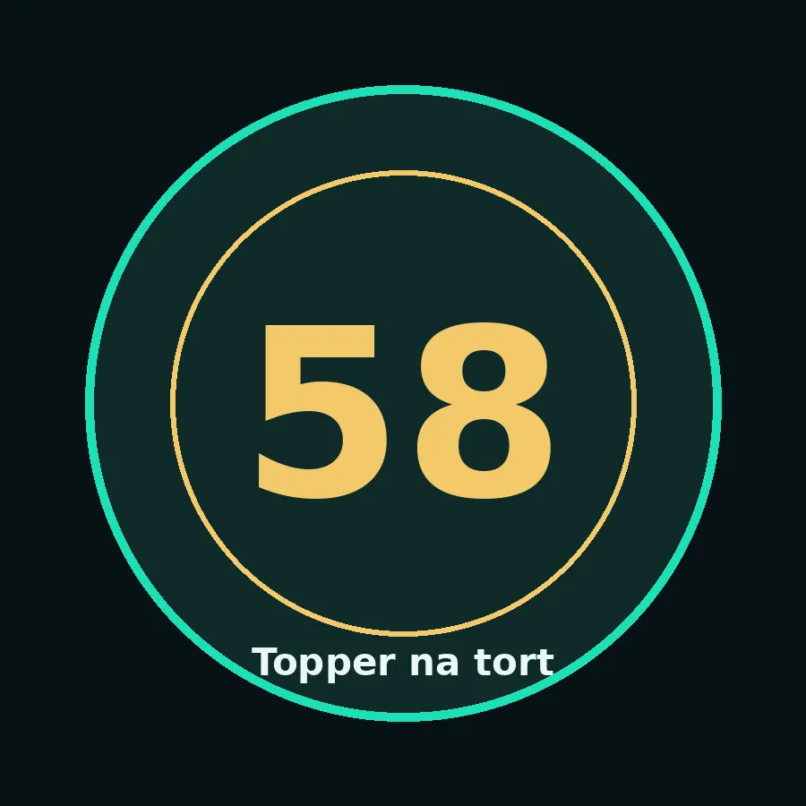 Topper na tort drewniany liczba 58 urodziny jubileusz