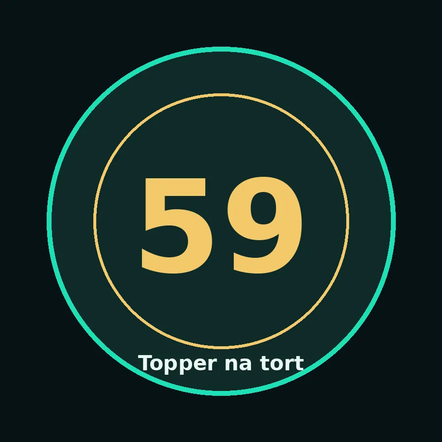 Topper na tort drewniany liczba 59 urodziny jubileusz