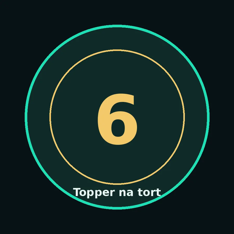 Topper na tort drewniany liczba 6 urodziny jubileusz