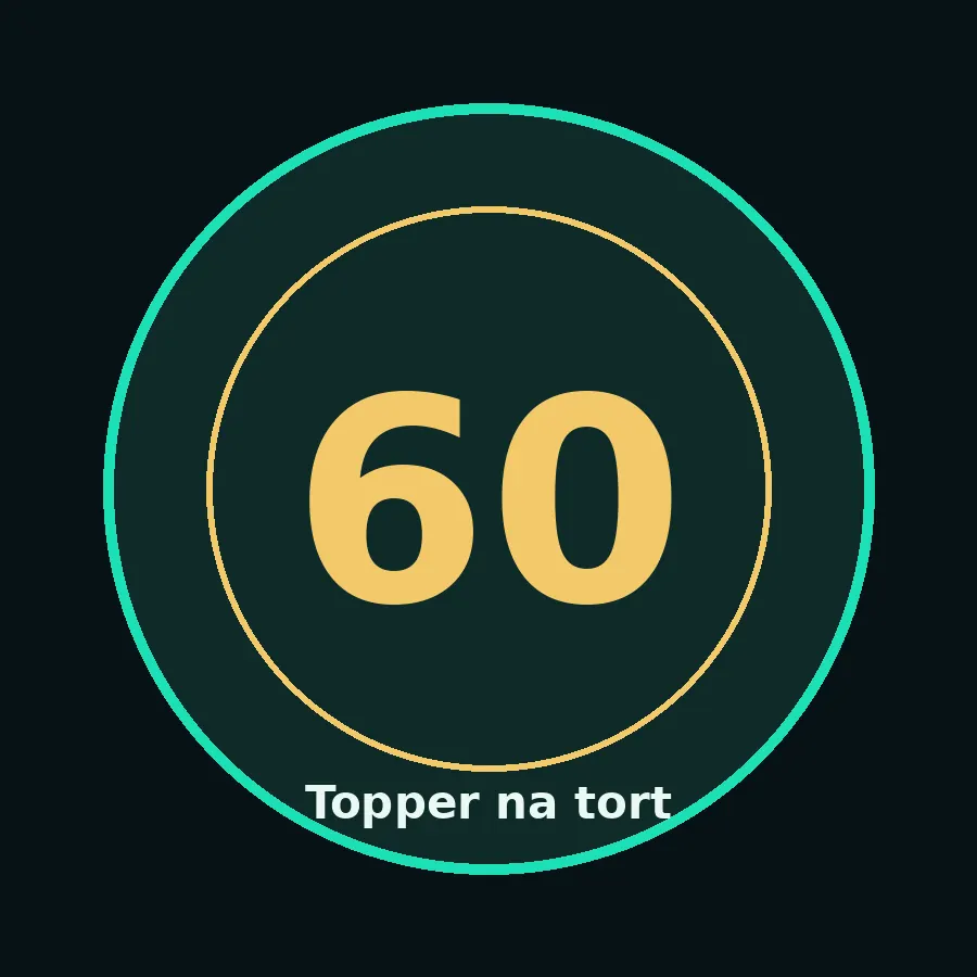 Topper na tort drewniany liczba 60 urodziny jubileusz