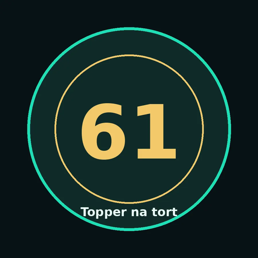 Topper na tort drewniany liczba 61 urodziny jubileusz