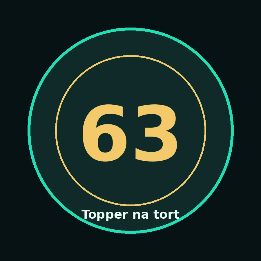 Topper na tort drewniany liczba 63 urodziny jubileusz
