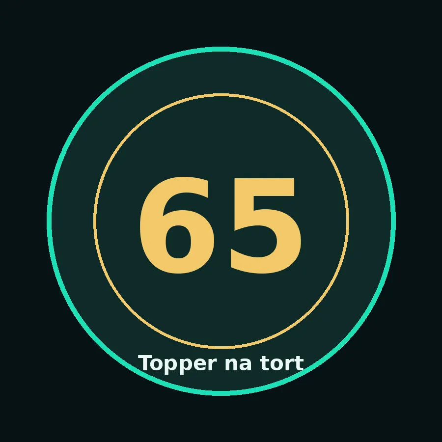 Topper na tort drewniany liczba 65 urodziny jubileusz