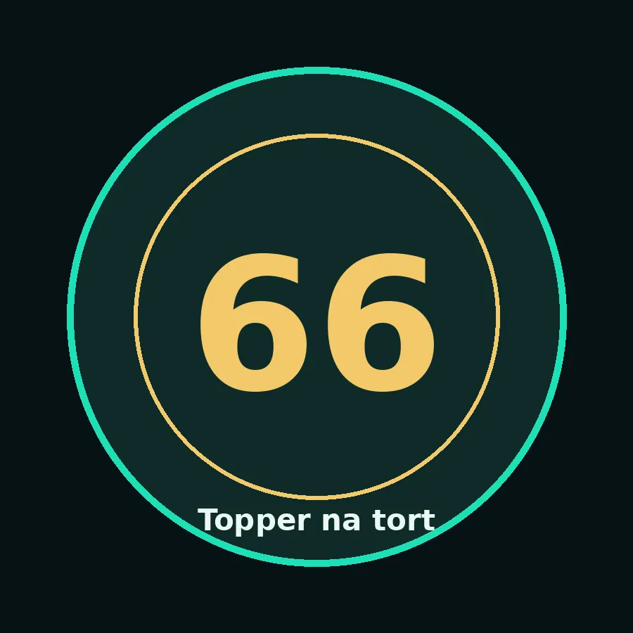 Topper na tort drewniany liczba 66 urodziny jubileusz