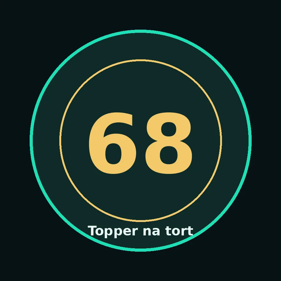 Topper na tort drewniany liczba 68 urodziny jubileusz