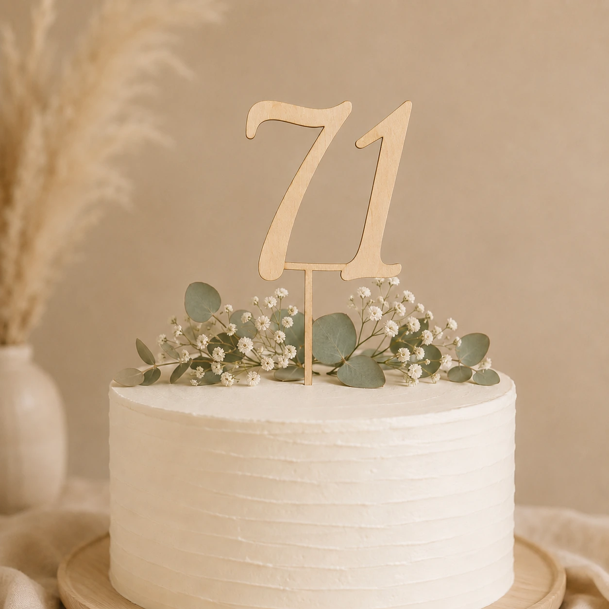 Topper na tort drewniany liczba 68 urodziny jubileusz