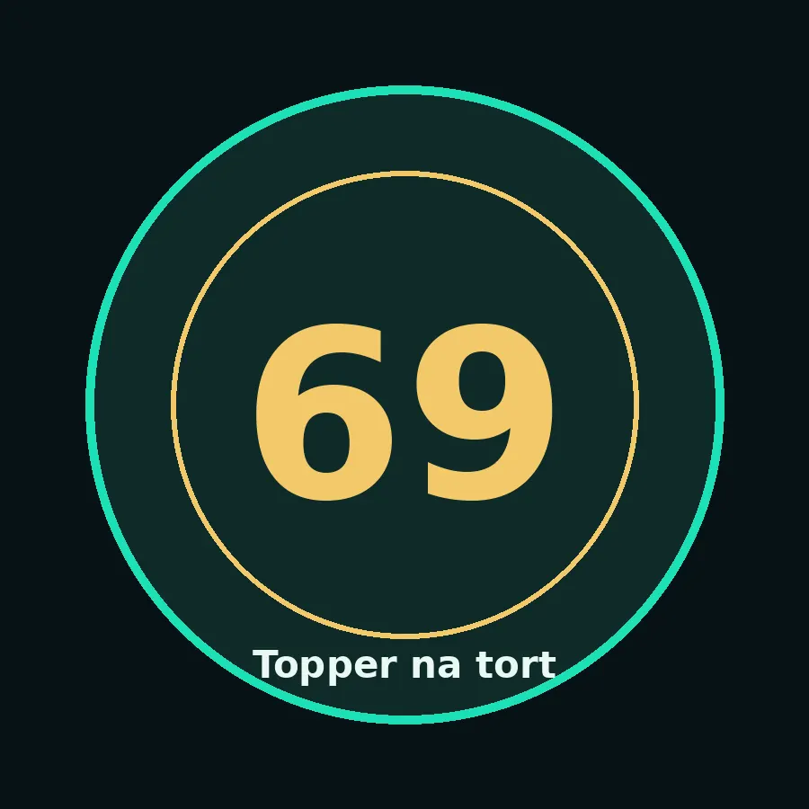 Topper na tort drewniany liczba 69 urodziny jubileusz