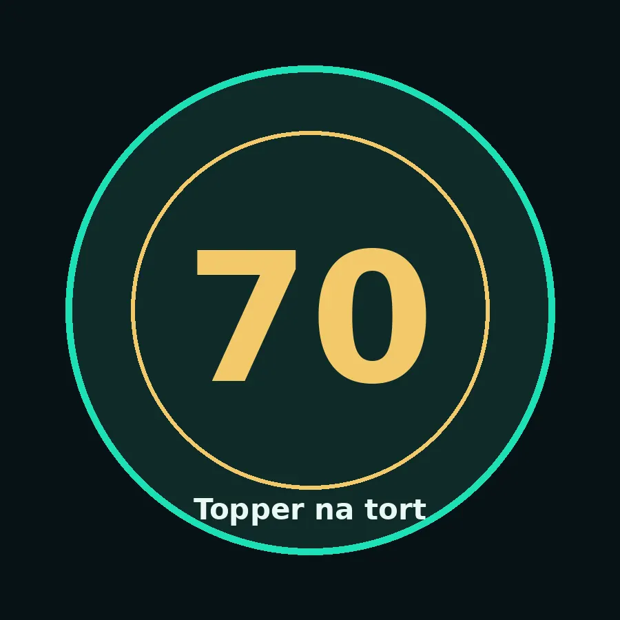 Topper na tort drewniany liczba 70 urodziny jubileusz