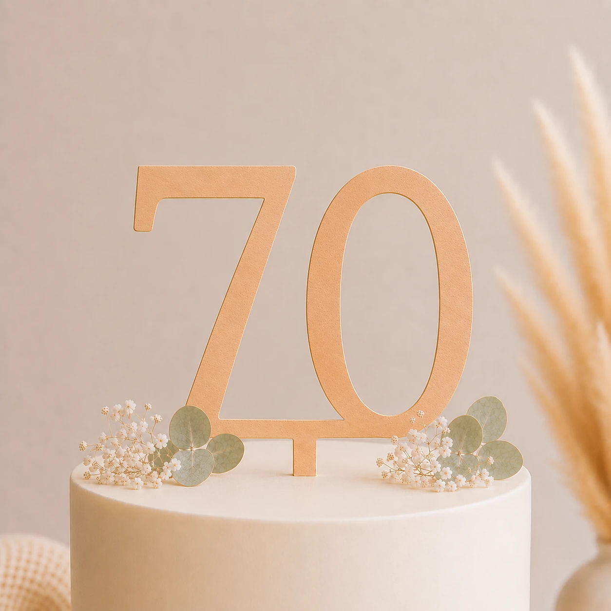 Topper na tort drewniany liczba 70 urodziny jubileusz
