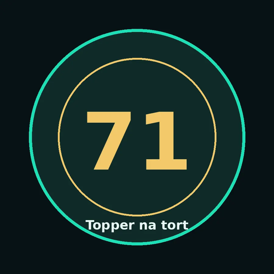 Topper na tort drewniany liczba 71 urodziny jubileusz