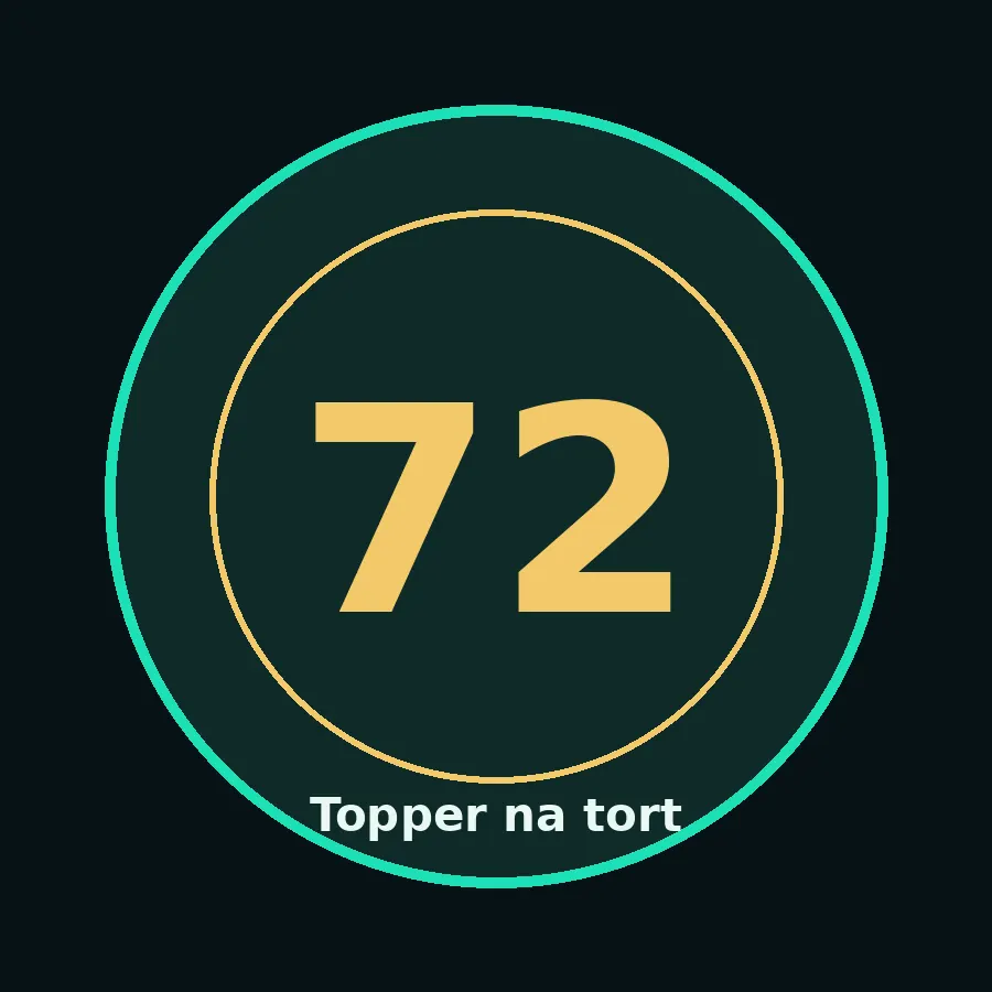 Topper na tort drewniany liczba 72 urodziny jubileusz