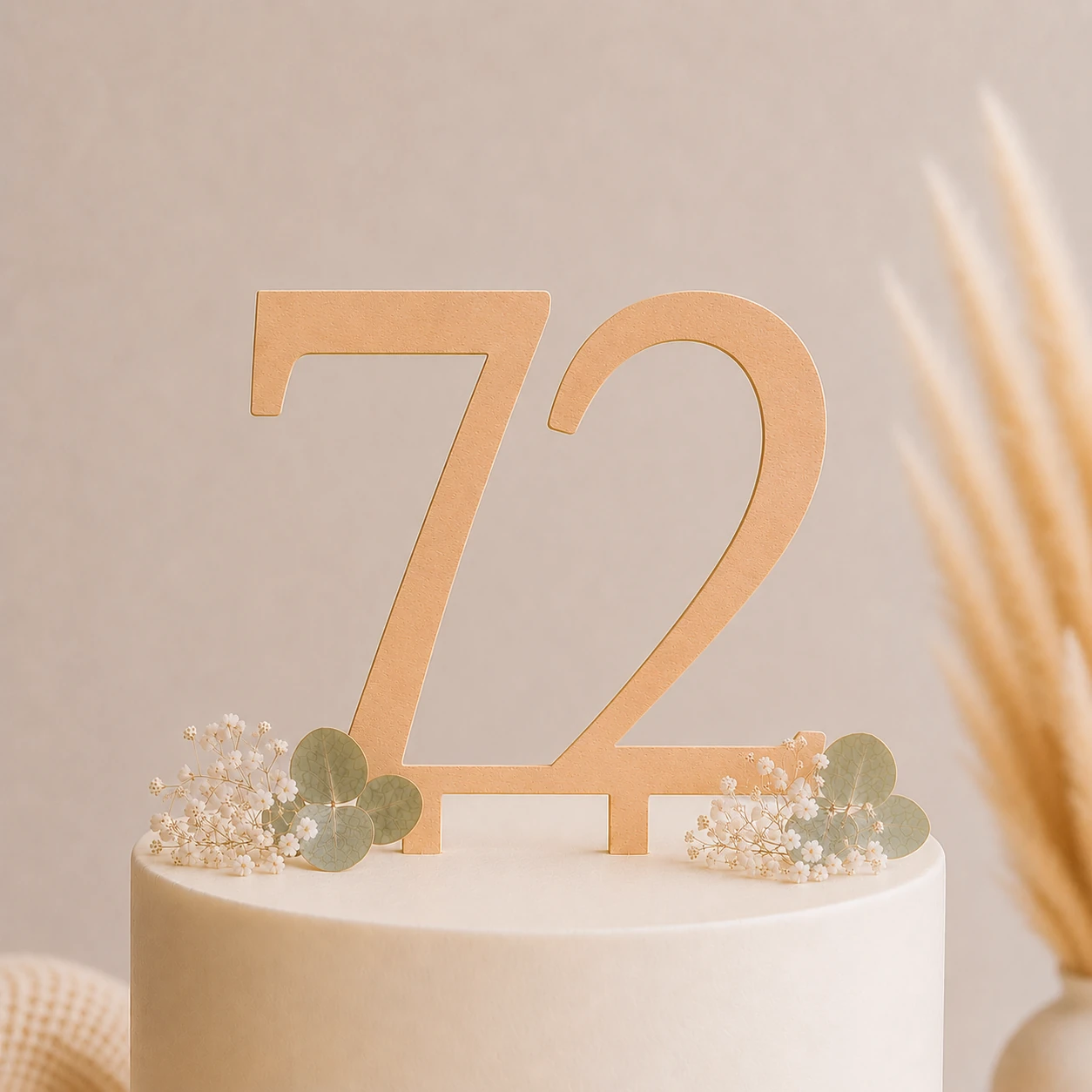 Topper na tort drewniany liczba 72 urodziny jubileusz