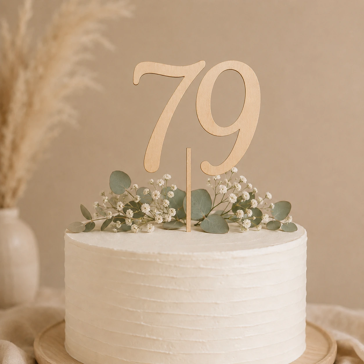 Topper na tort drewniany liczba 73 urodziny jubileusz