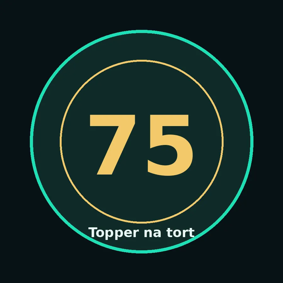 Topper na tort drewniany liczba 75 urodziny jubileusz