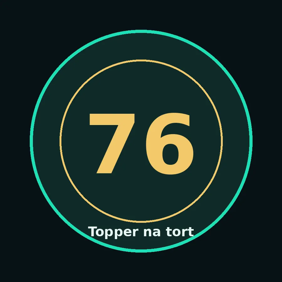 Topper na tort drewniany liczba 76 urodziny jubileusz