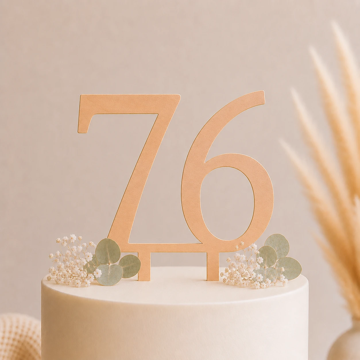 Topper na tort drewniany liczba 76 urodziny jubileusz