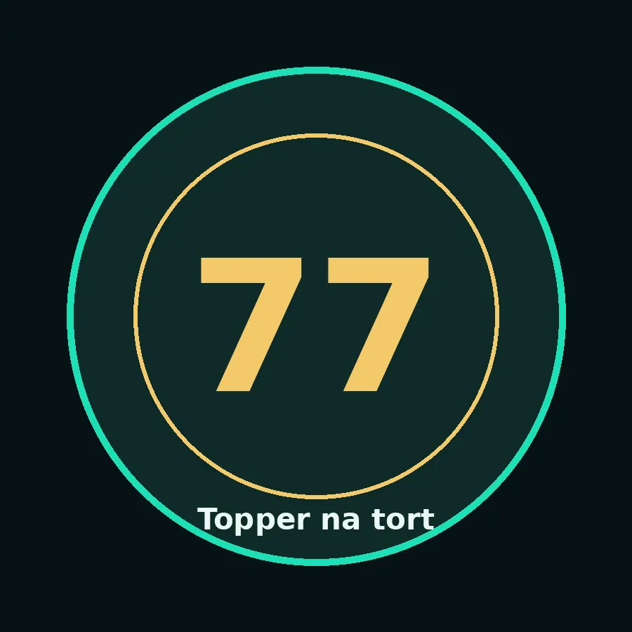 Topper na tort drewniany liczba 77 urodziny jubileusz