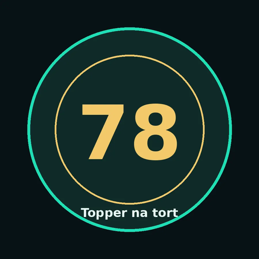 Topper na tort drewniany liczba 78 urodziny jubileusz