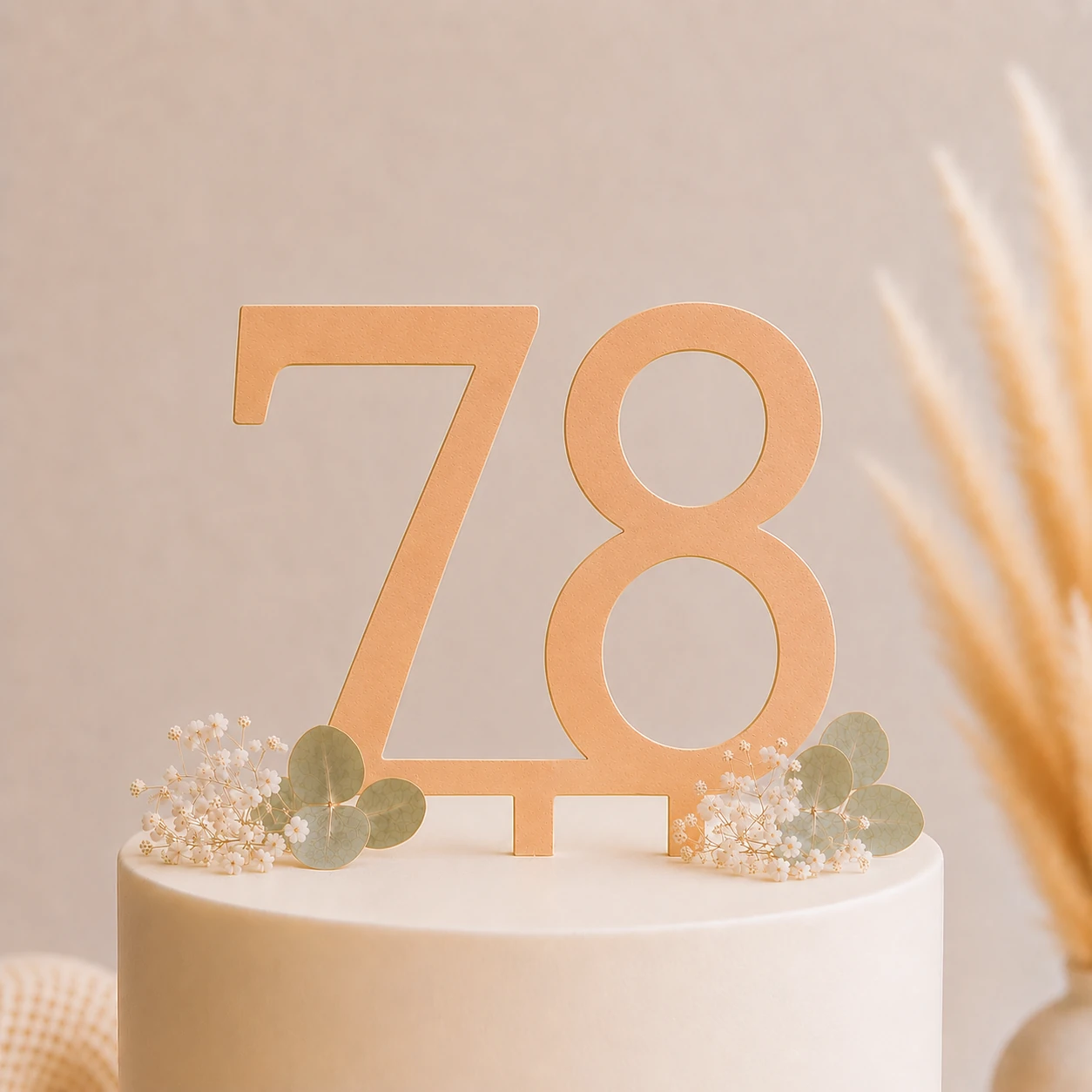 Topper na tort drewniany liczba 78 urodziny jubileusz