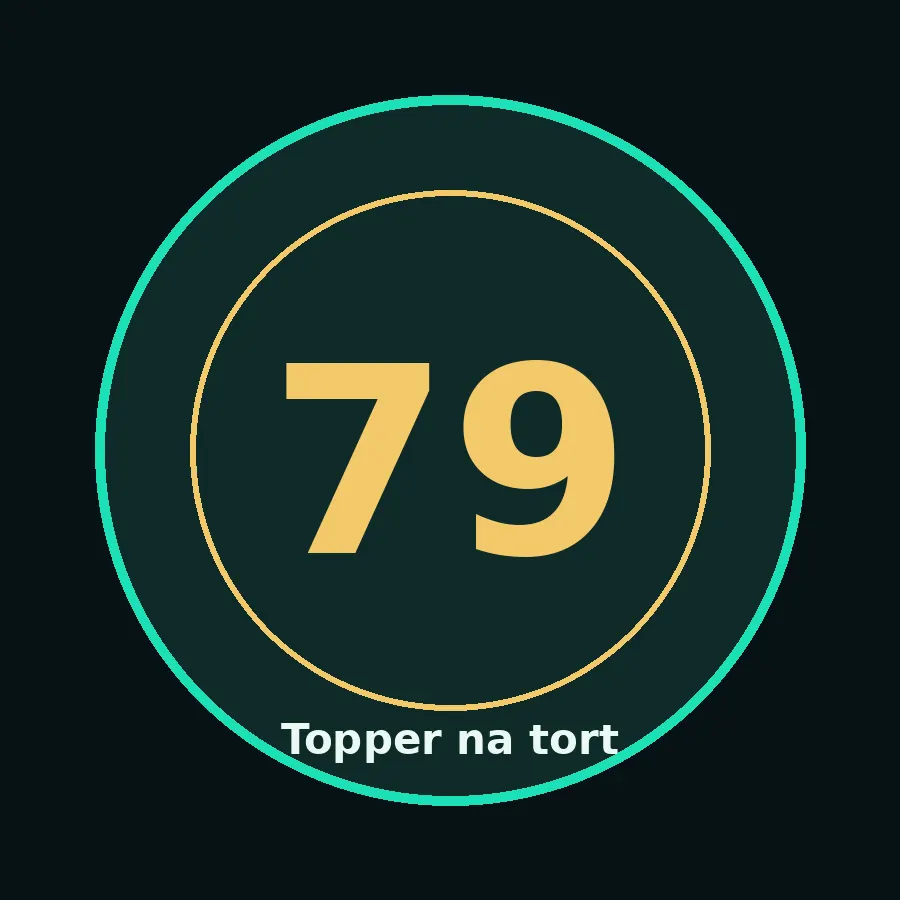 Topper na tort drewniany liczba 79 urodziny jubileusz