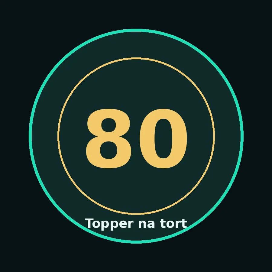Topper na tort drewniany liczba 80 urodziny jubileusz