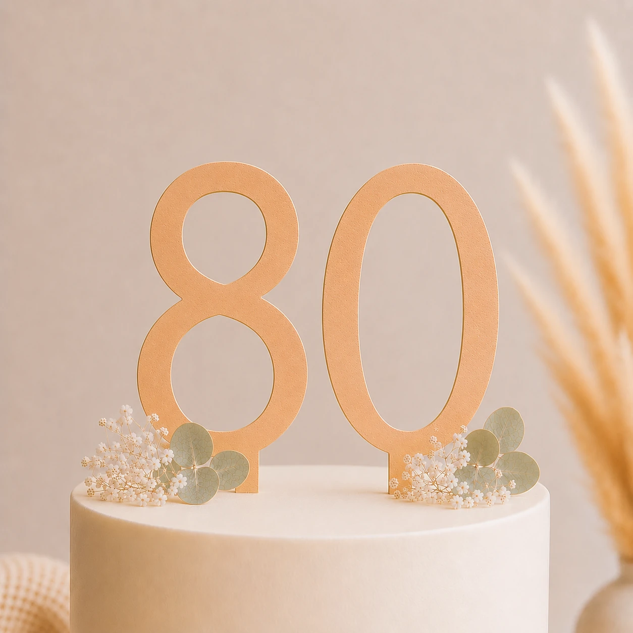 Topper na tort drewniany liczba 80 urodziny jubileusz