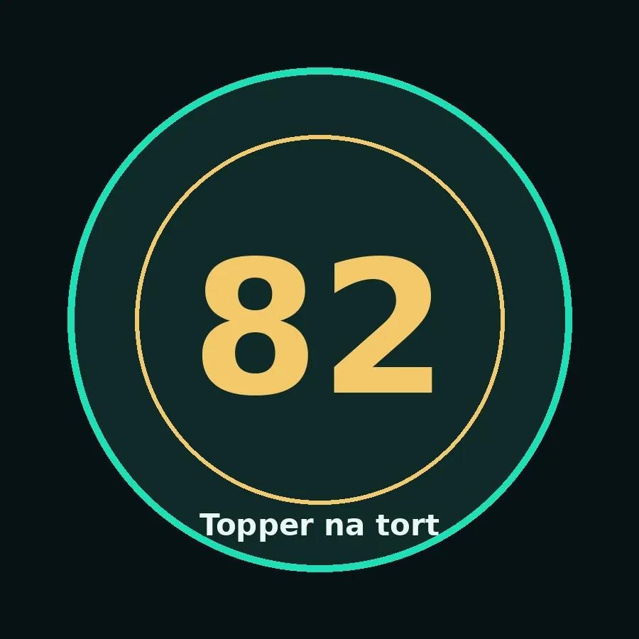 Topper na tort drewniany liczba 82 urodziny jubileusz