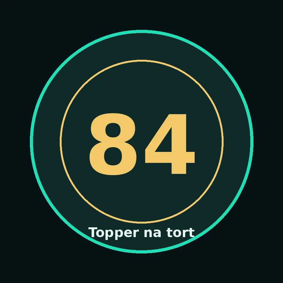 Topper na tort drewniany liczba 84 urodziny jubileusz
