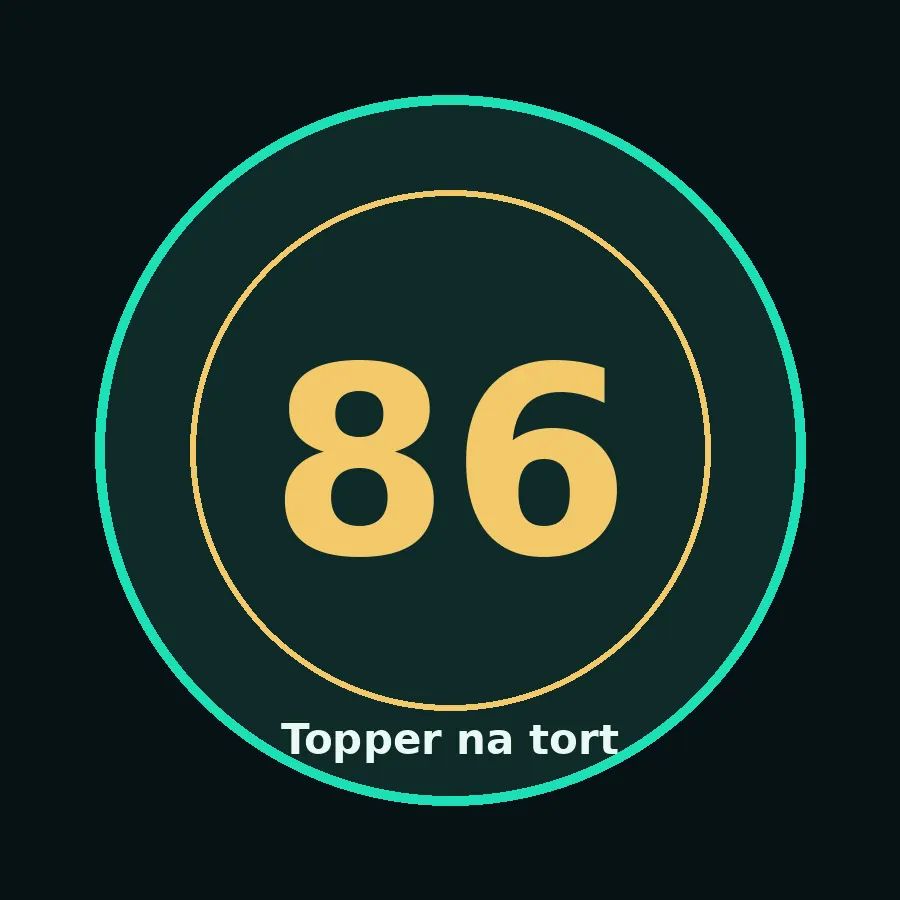 Topper na tort drewniany liczba 86 urodziny jubileusz
