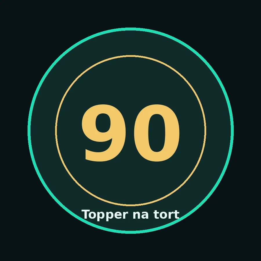 Topper na tort drewniany liczba 90 urodziny jubileusz