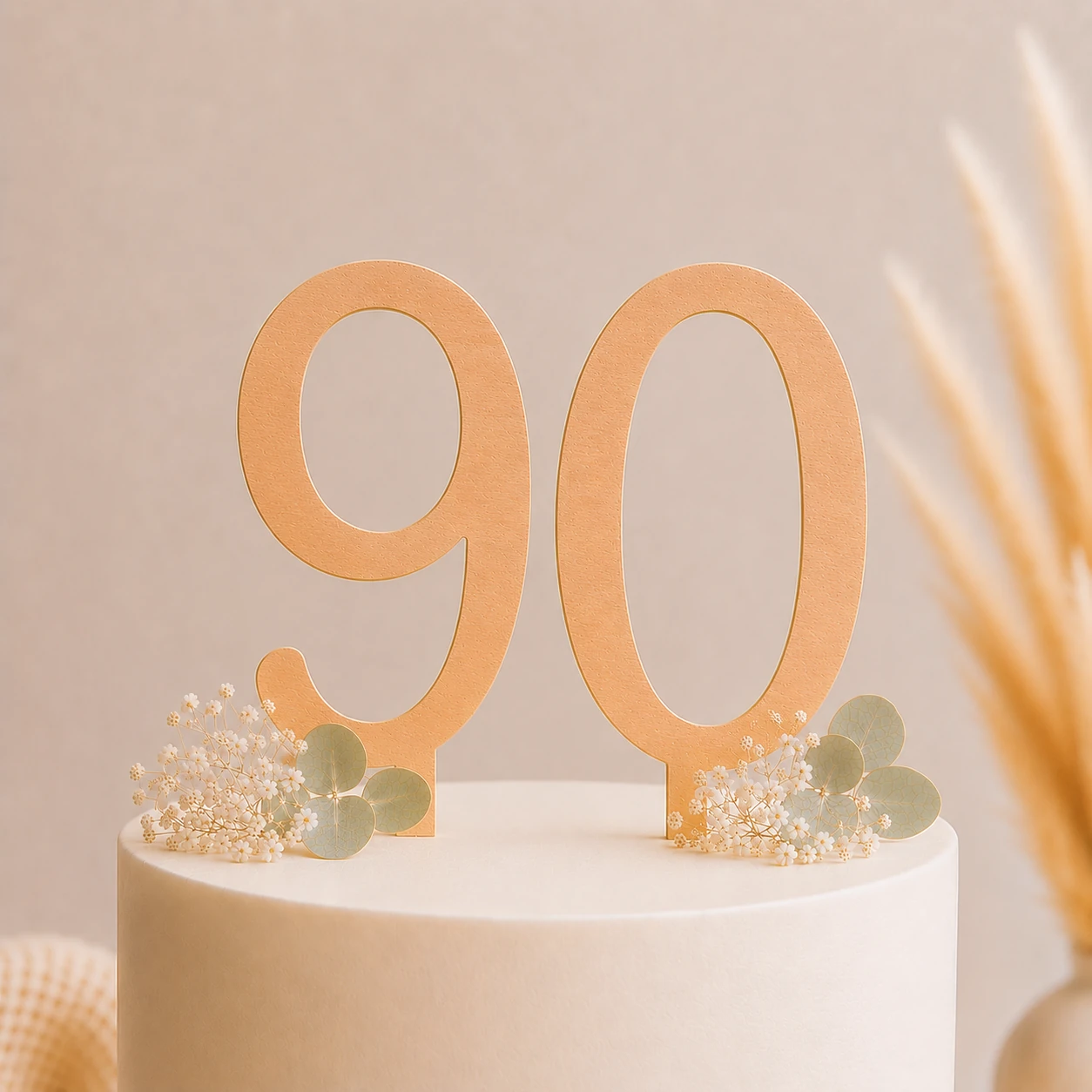 Topper na tort drewniany liczba 90 urodziny jubileusz